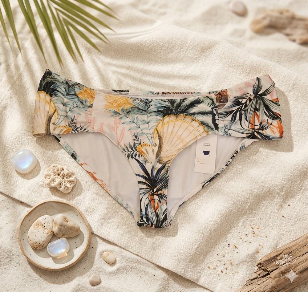 Rachel Roy Tropical Coral Reef Bikini Bottom - NWT - Size XL - Ruched
